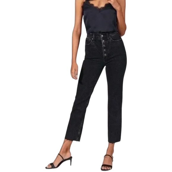 Abercrombie & Fitch Denim - Abercrombie & Fitch Ultra High Rise Straight Leg Button Fly Jeans Black Size 14